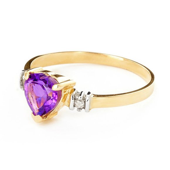 14K. GOLD RING WITH NATURAL AMETHYST & DIAMONDS - Picture 3 of 6